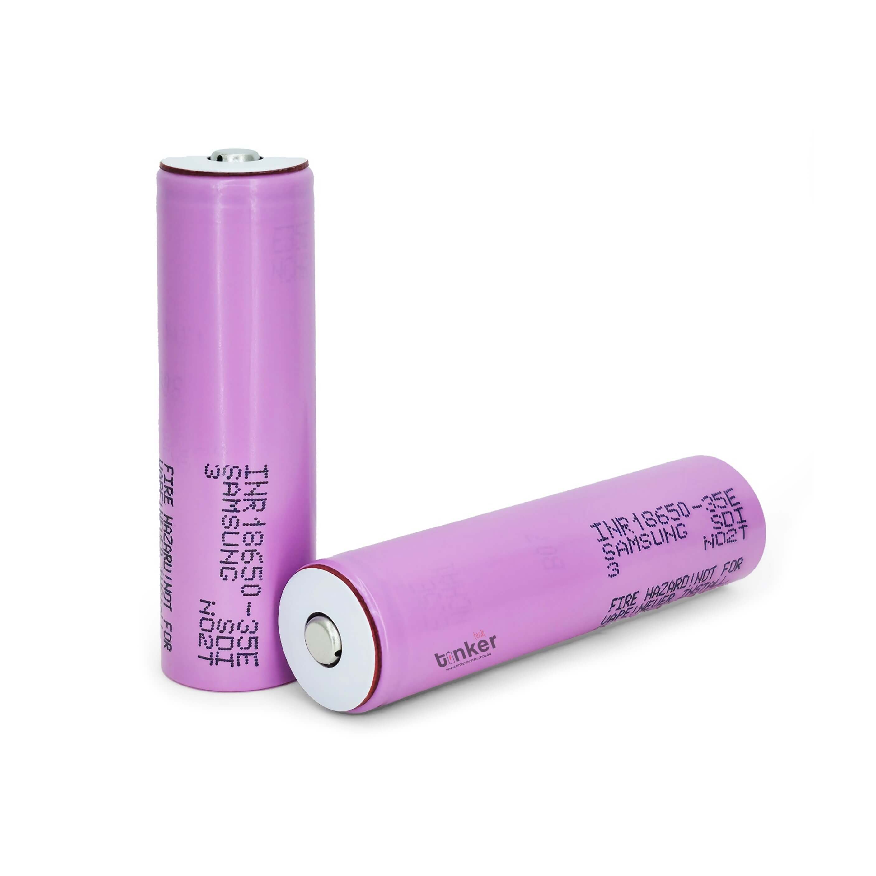 Samsung INR 18650 35E 3500mAh 10A lithium-ion battery with button nipple top terminal