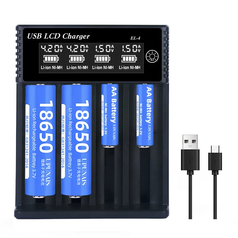 Smart Universal Li-ion USB Type-C 4 Slots Battery Charger