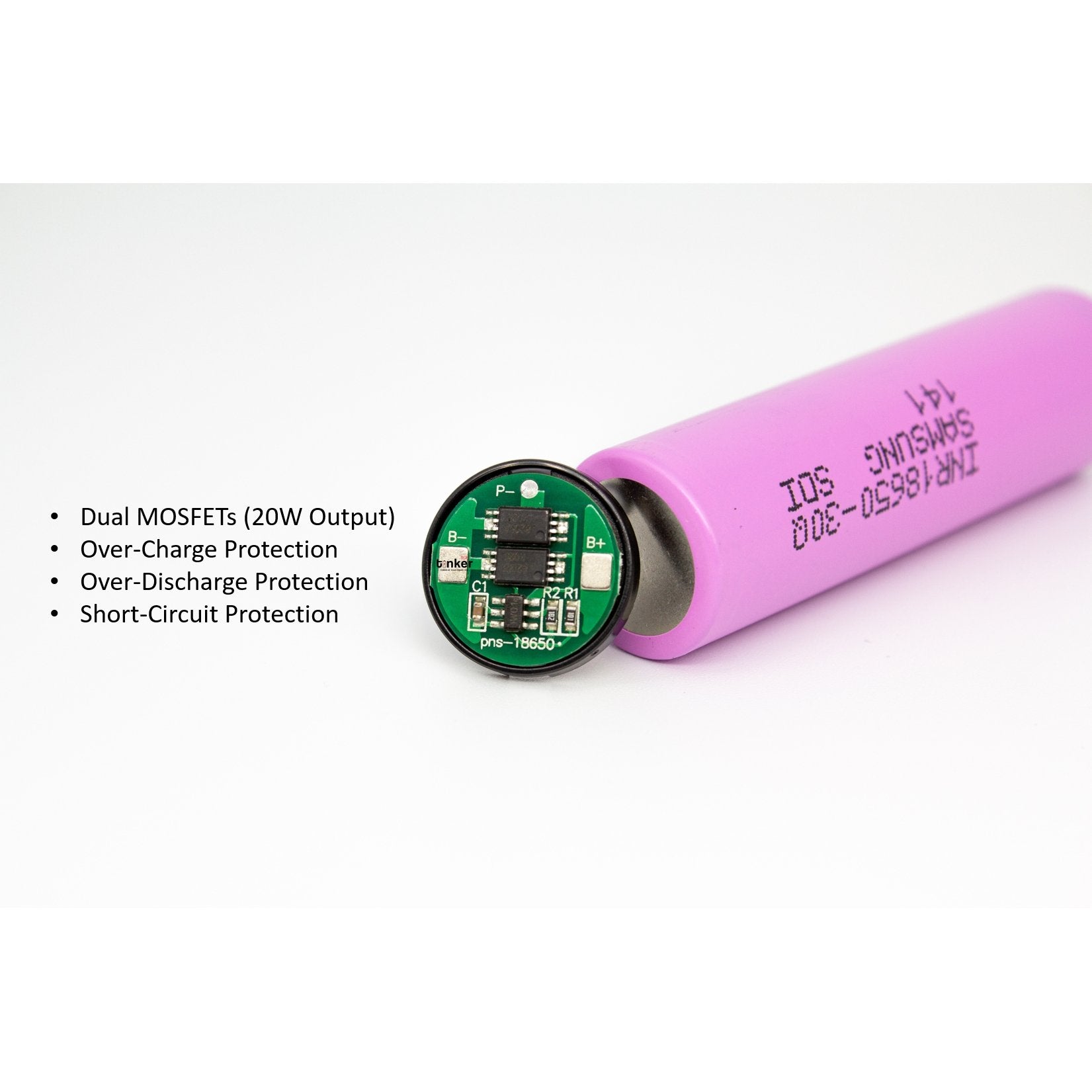 Samsung 30Q 18650 3000mAh 15A - Protected Button Top - TinkerTech AU Samsung 18650 Protected