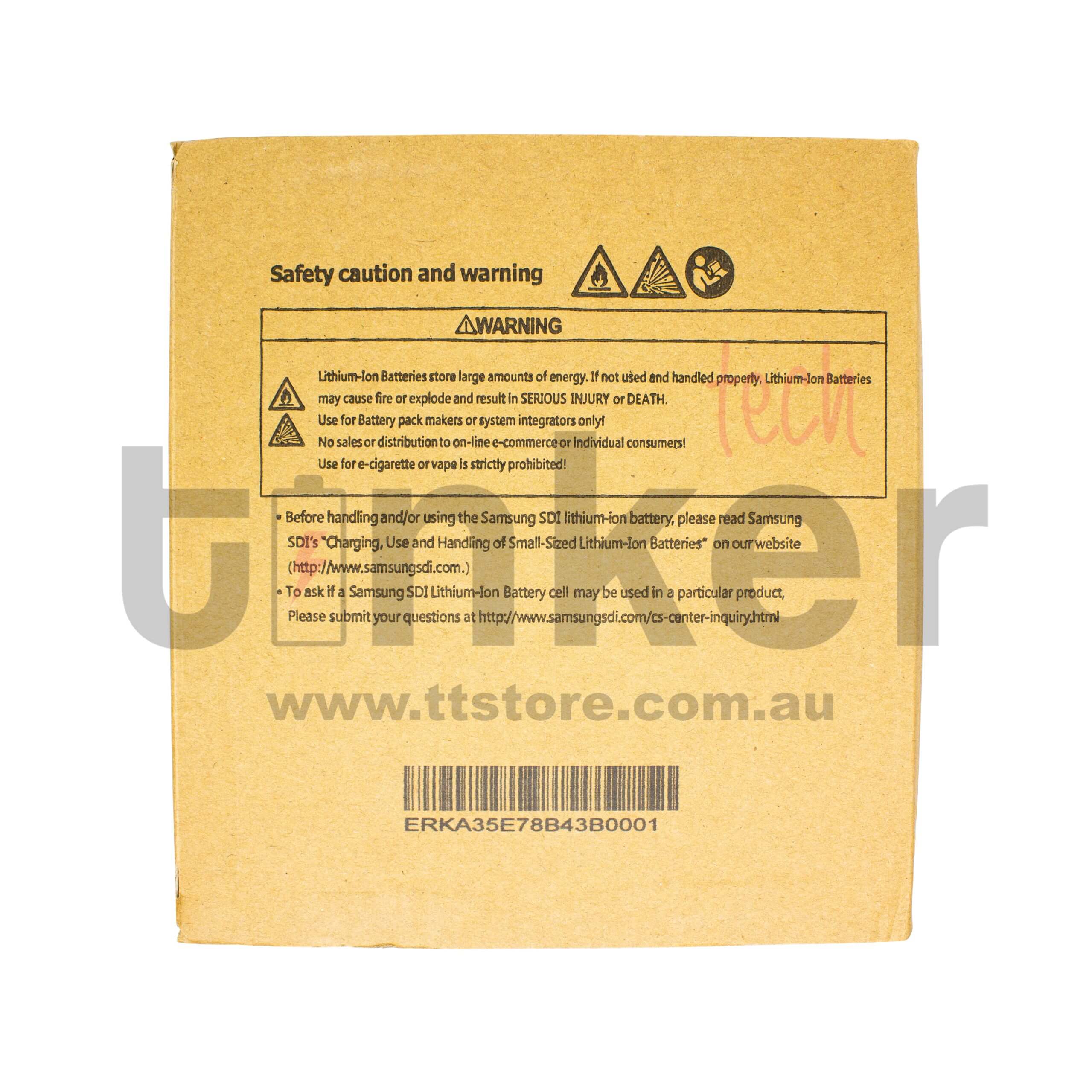 Samsung 35E 18650 3500mAh 10A Battery - TinkerTech AU Samsung 18650 Flat Top